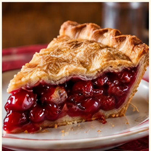 A slice of homemade cherry pie